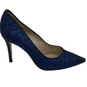 NWT Karen Millen Navy Glitter Pumps - Sz 8